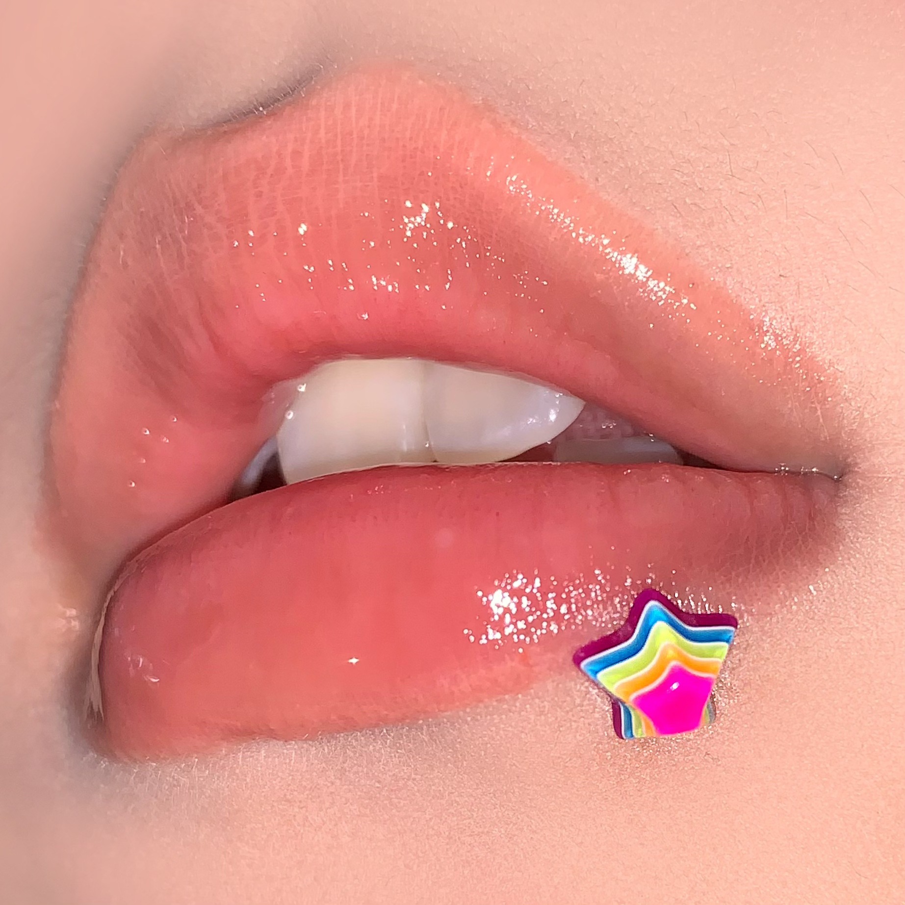 Labret stud lip piercing jewelry styling detail