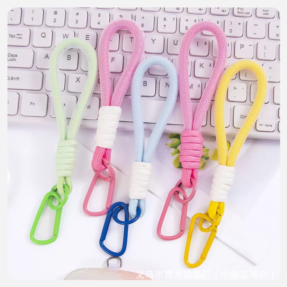 Creative Simple Color Matching DIY Mobile Phone Lanyard Keychain Universal Mesh Short Rope Creative Car Key Pendant