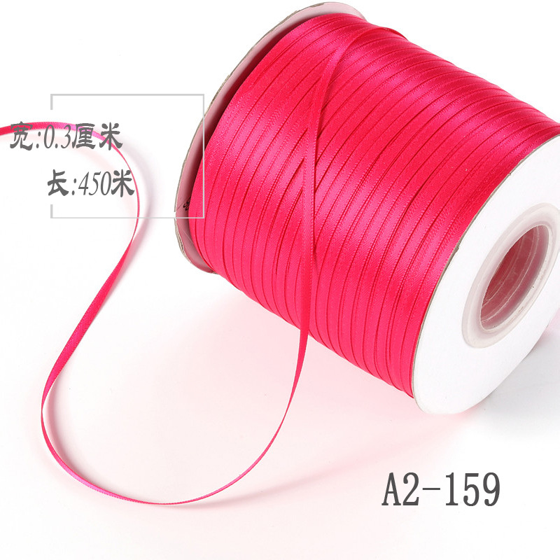 3mm de doble cara cinta de poliéster arco DIY cinta globo cuerda etiqueta grano embalaje fino cinta ropa satén