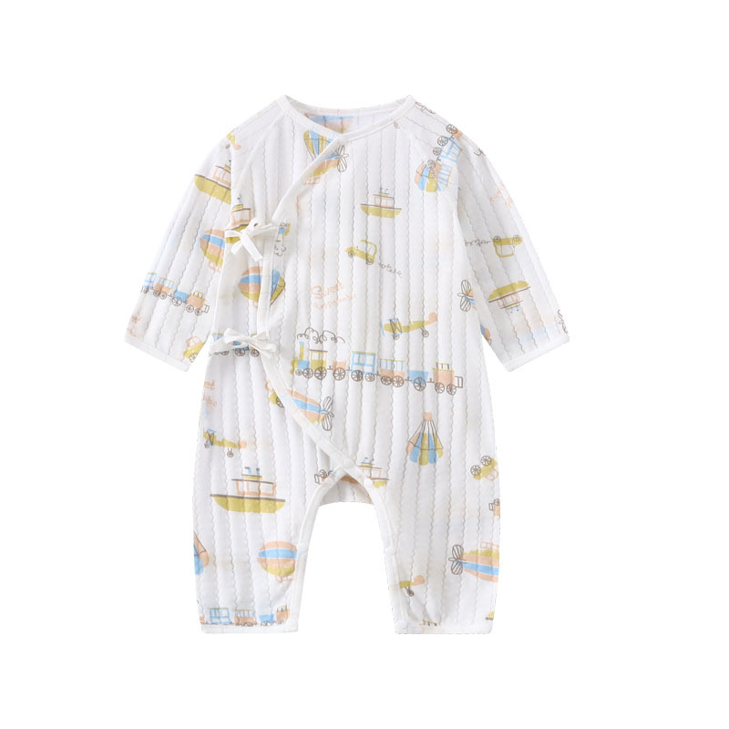 Recién nacido aire acondicionado ropa verano manga larga mono bebé mameluco bebé protección del vientre