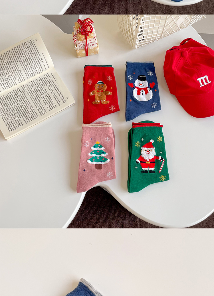 Women's Cartoon Style Christmas Tree Santa Claus Snowman Cotton Crew Socks A Pair display picture 2