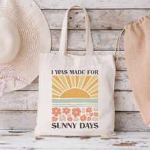 欧美新款个性SUNNY DAYS高颜值大容量通勤百搭单肩包帆布包