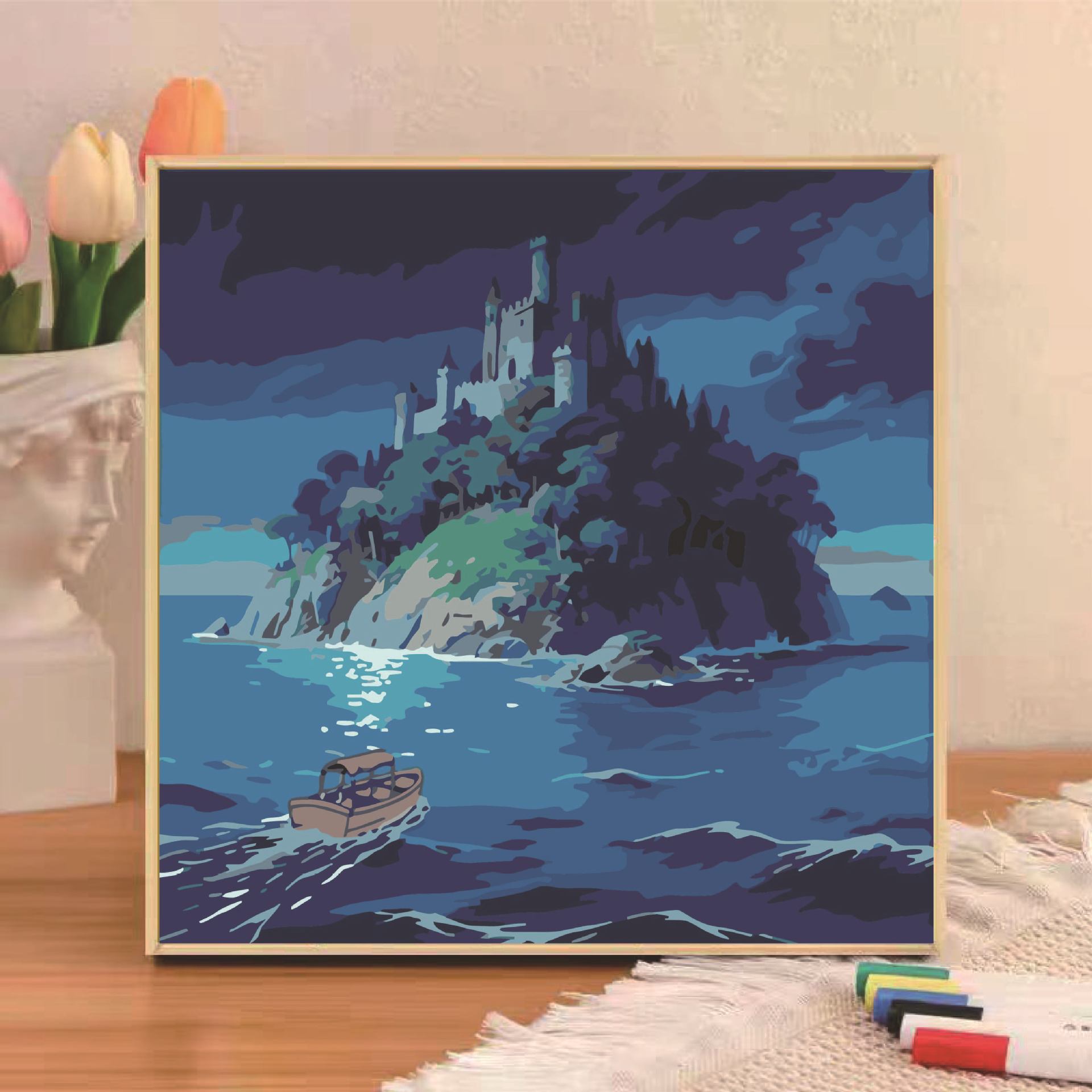 Pintura al óleo digital diy niños pequeños dibujos animados de tamaño pequeño dibujo a mano simple relleno de pintura acrílica