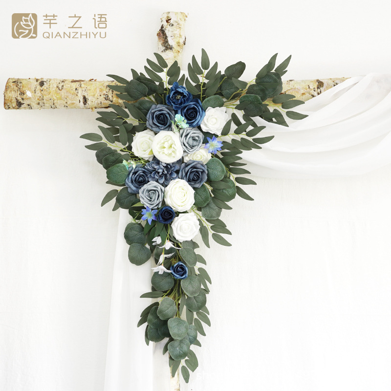 亞馬遜熱銷門楣花拱門花婚禮慶典背景裝飾歐式戶外玫瑰絹花仿真花