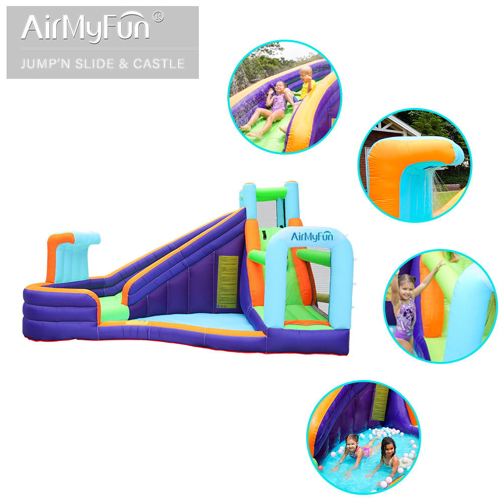 Castillo inflable con rociador de agua AMF para interiores, trampolín inflable para niños, tobogán para el hogar, castillo inflable pequeño para fiestas, parque acuático inflable.