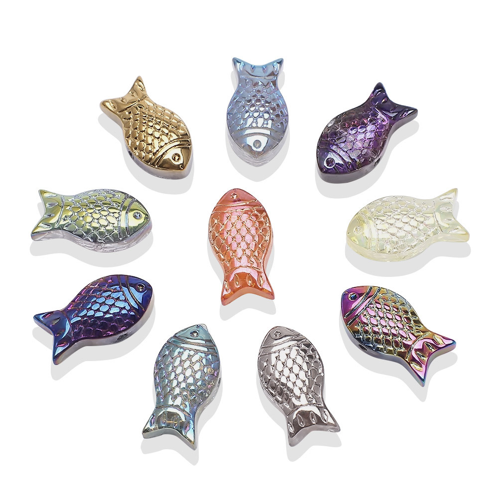 30g Weight Beads Jewelry Making Type DIY Jewelry Accessories Classification a Pack of 30 Quantity Crystal Material Fish Pattern Plating Design Cute Style A Pack Of 30 Crystal Fish DIY Jewelry Accessories Beads 2