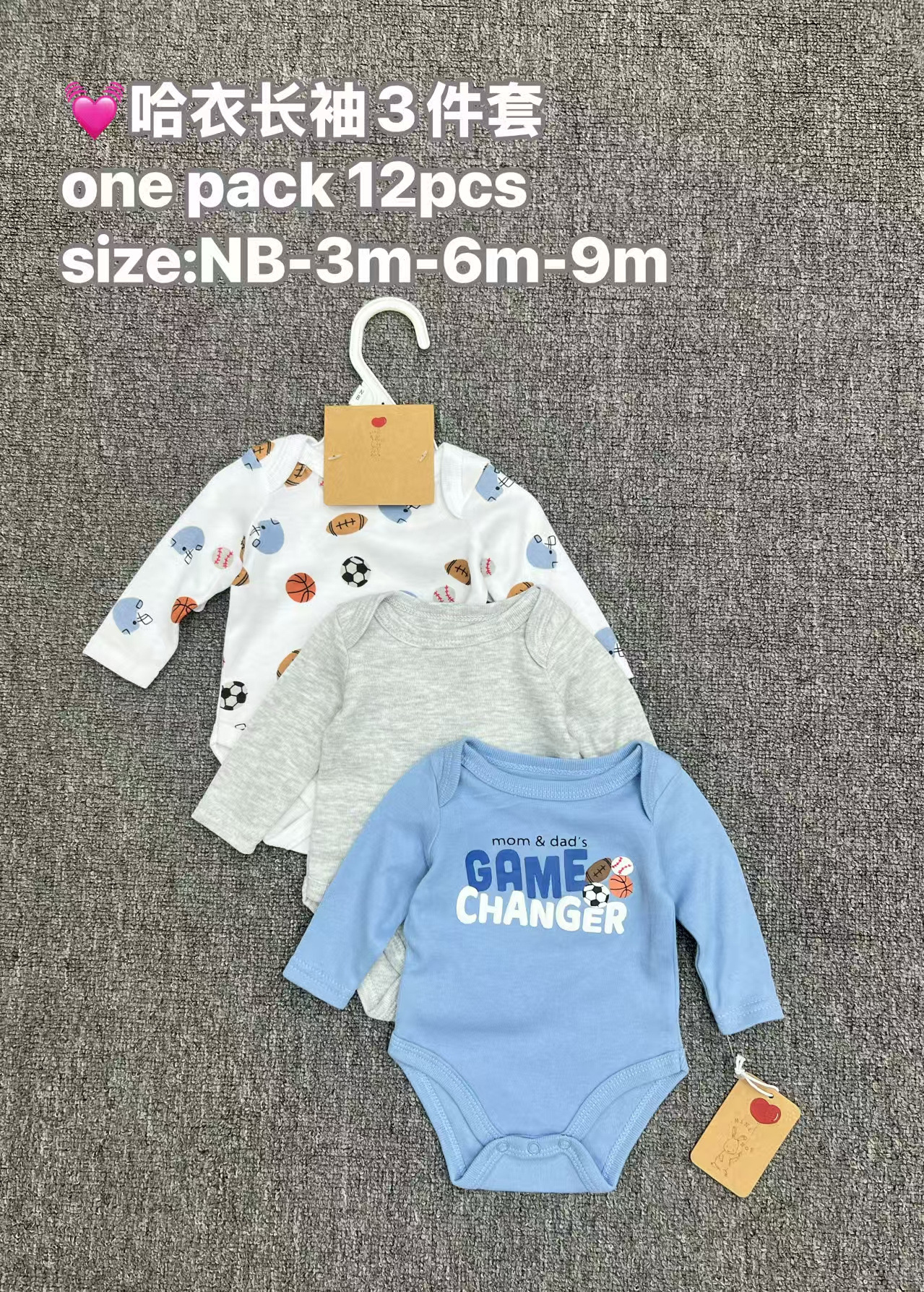 Body Mameluco para Bebé Set de 3 Piezas de Algodón Manga Larga para Recién Nacidos image 9