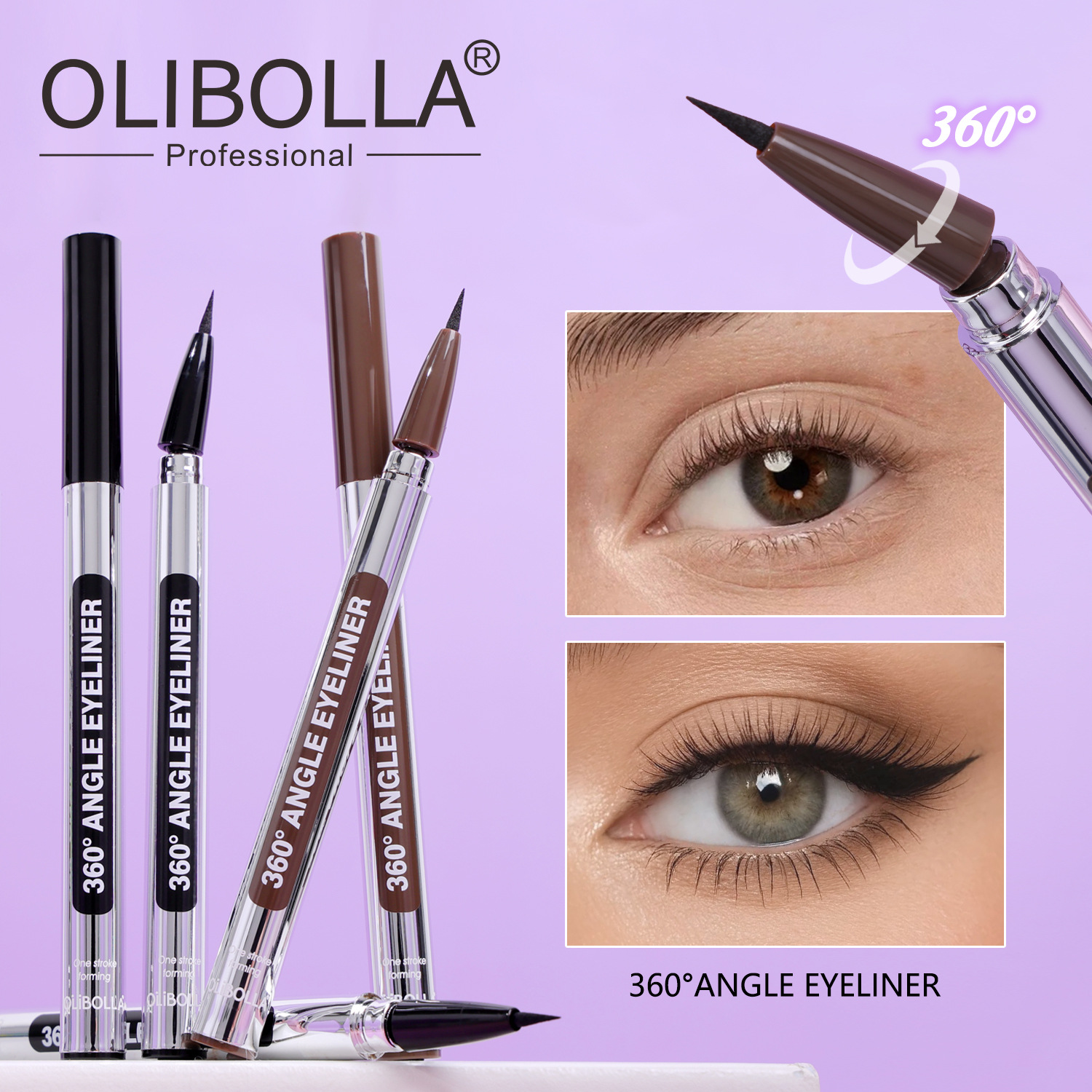 Explosión transfronteriza 360 ° de cabeza de lápiz giratoria delineador de ojos duradero no decoloración del lápiz de ojos semipermanente al por mayor