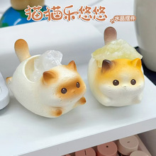 新品猫猫乐悠悠水晶摆件可爱萌宠家居桌面装饰品创意玩偶礼品批发