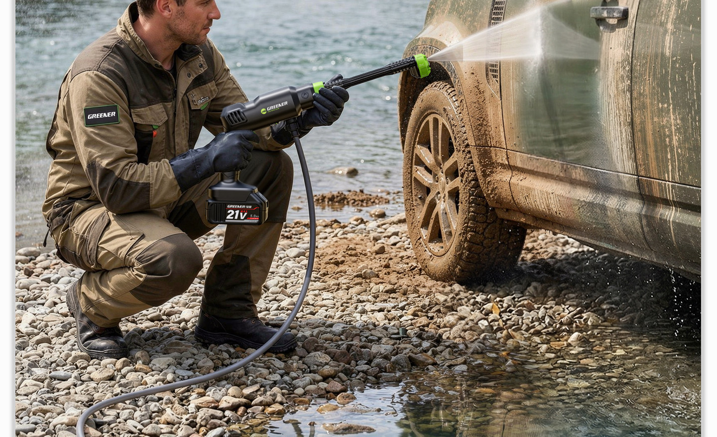 Green Forest Car Wash High-Pressure Water Gun, Household Cleaning Machine, Wireless High-Power Water Pump, Powerful Pressure-Boosting Home Floor Cleaning Tool