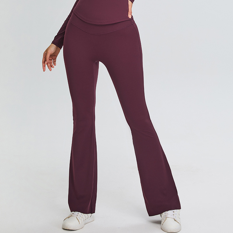 Nuevos pantalones de microyoga para mujer, cintura alta, abdomen, caderas, pantalones acampanados, deportes de carrera de ocio al aire libre, pantalones de fitness de yoga