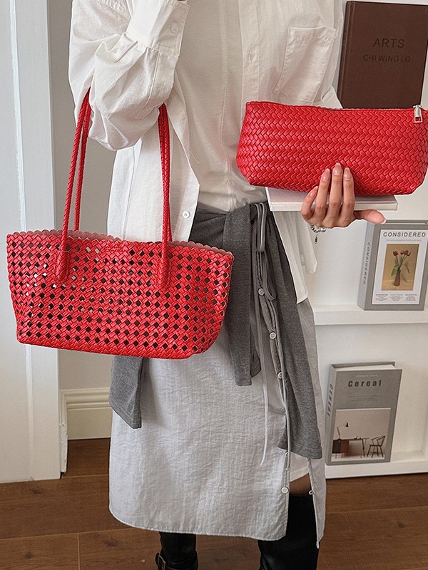 Bolsa de hombro de tejido hueco para mujeres 2026 nueva moda coreana transfronteriza bolso de madre y bebé bolso de lujo ligero