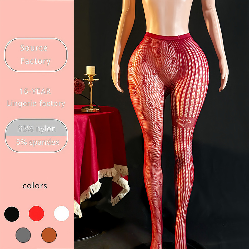 Yue mariposa transfronteriza calcetines de amor a rayas europeas y americanas sexy coqueteante sexy hueco calcetines de red de pesca de mujeres 20616 image 1