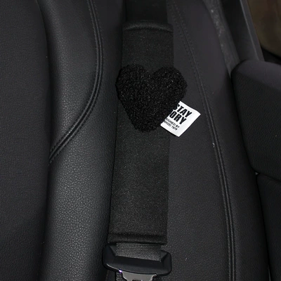 [Shoulder pad] Car seat belt Seat belt shoulder pad - black-velvet-love-1-black-ice-silk-shoulder-pad
