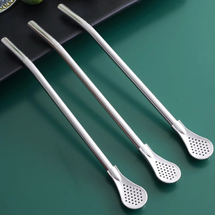 Foreign trade stainless steel suction pipe spoon mate tea filter suction pipe spoon scented tea coffee mixing spoon creative detachable spoon head