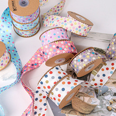 Bright and colorful polka dot edge-straight printed ribbon DIY children's bow hair accessory clothing dot with accessories