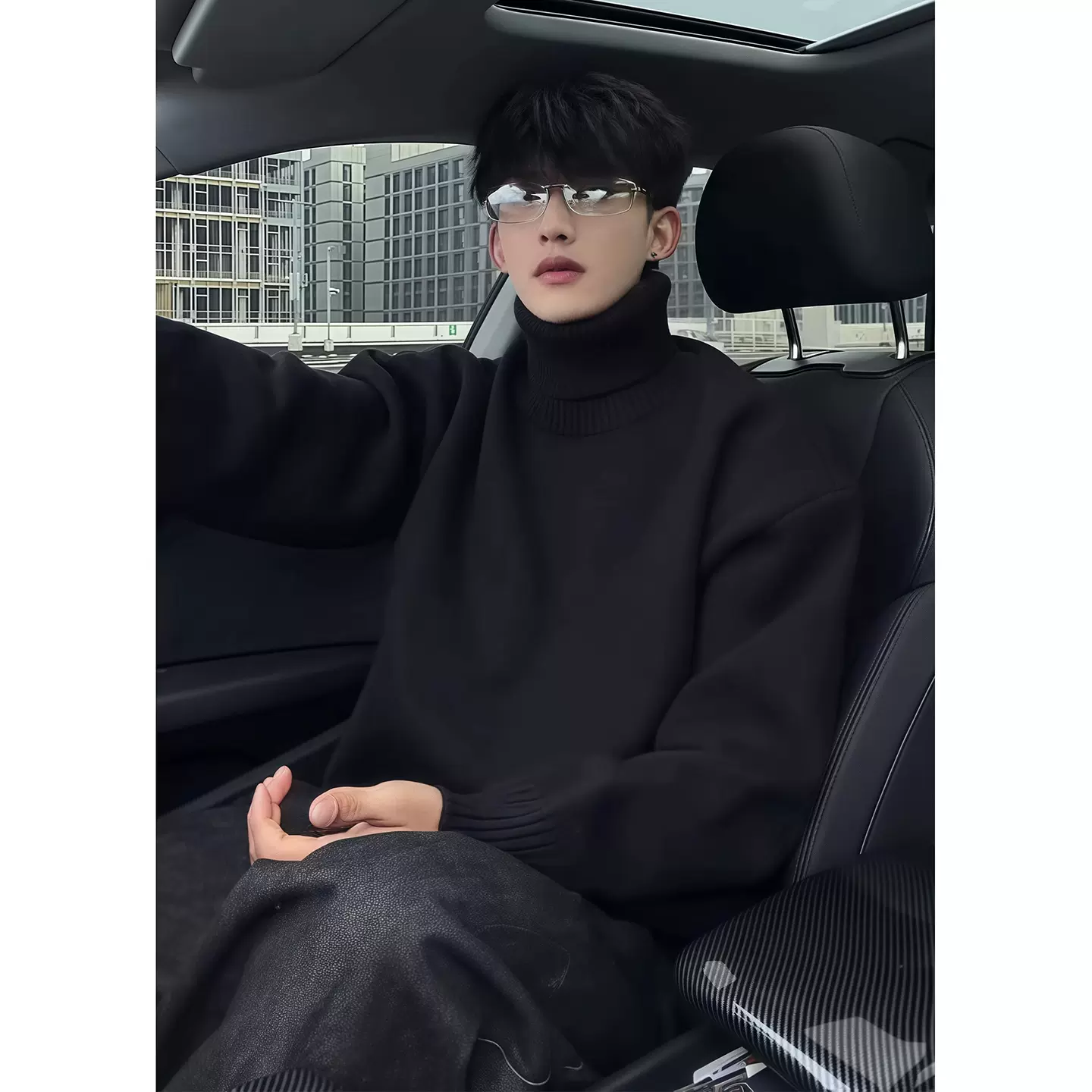 源头工厂白色高领毛衣男冬季加绒加厚内搭毛线衣高级感重磅软糯针