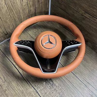 steering wheel, modified to the new – Steering wheel - orange-nappa-leather-electroplated-paint