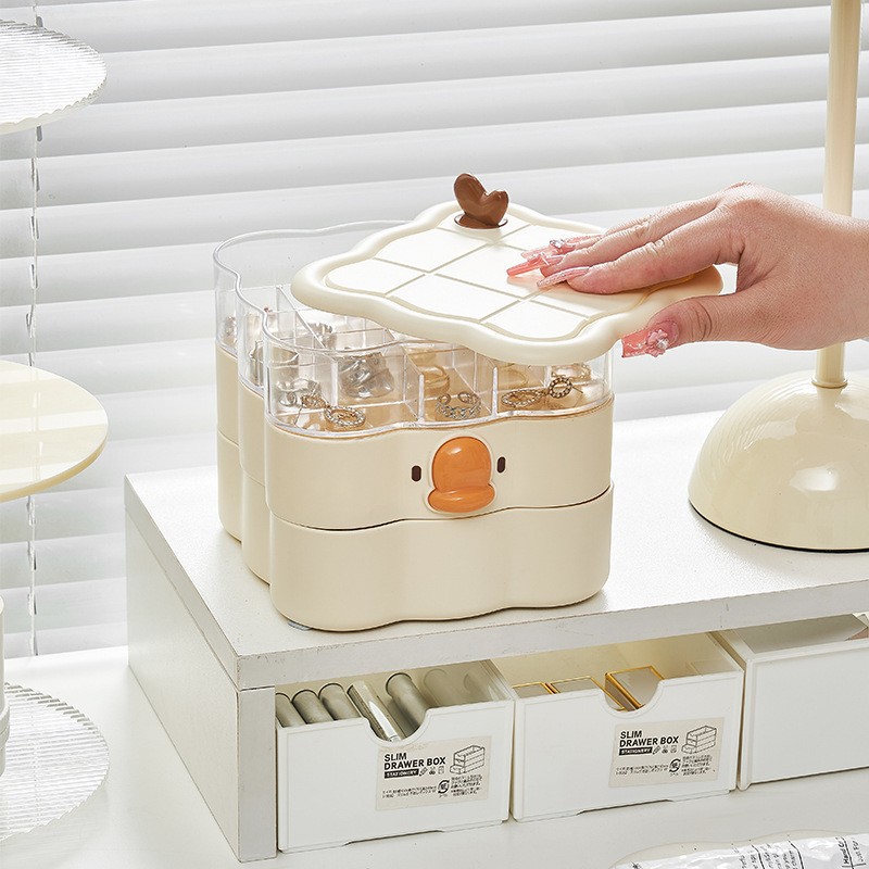 Rotating Earring Jewelry Box Multi-Layer Earring Storage Box Small Exquisite Earrings Necklace Jewelry Rack Bracelet Watch Dust Box