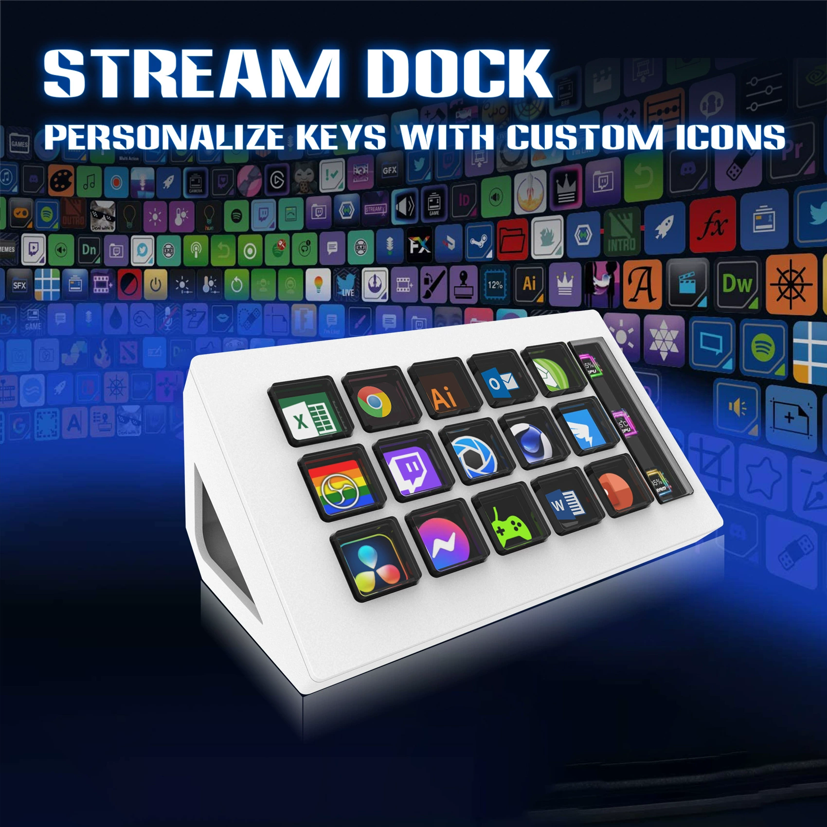 Domestic StreamDeck live console macro button LCD screen custom keypad table helper