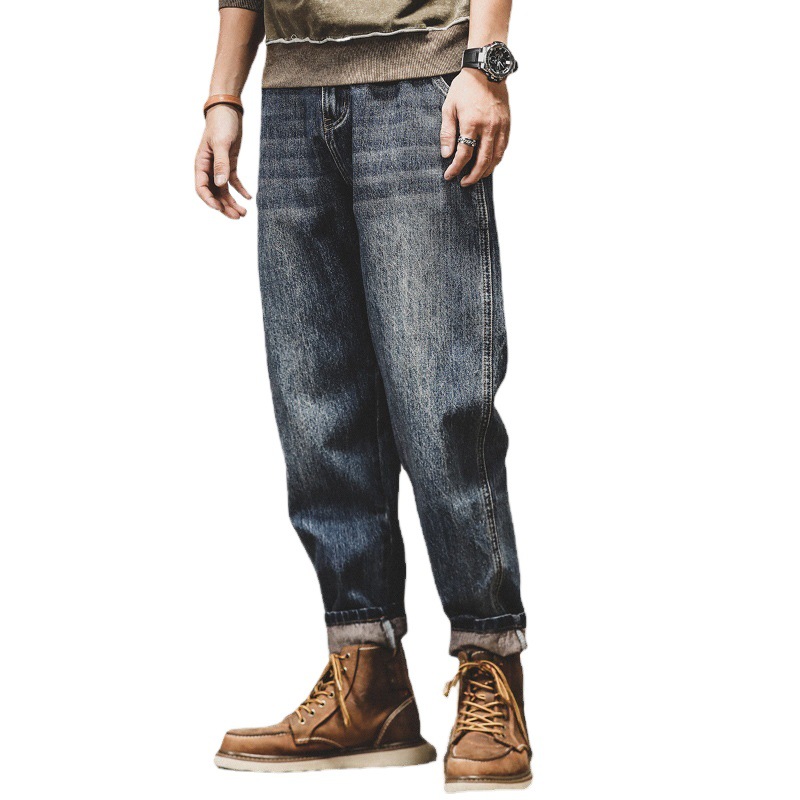 Pantalones de Mezclilla Rectos para Hombre de Algodón para Ocio