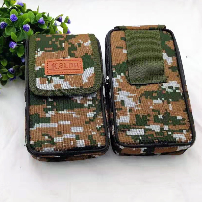 L2215 vertical de siete pulgadas de tres capas de camuflaje bolso de la cintura bolso del teléfono móvil monedero bolso del sitio de construcción Yiwu tienda de 10 yuanes