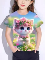 2024 новый стиль внешняя торговля кросс-бордер детская одежда милый Kawaii садовый кот принт девочки без рукавов топы