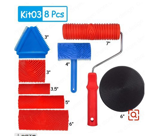 Pintura de vetas de madera Pintura de arte de impresión Pintura de madera Textura de pintura Herramienta de rallado Simulación de goma Cepillo de rodillo de vetas de madera