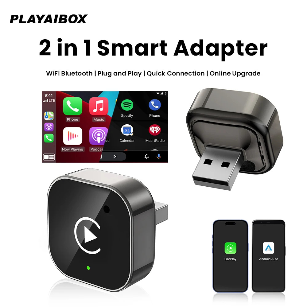 Cross-Border Wholesale Carplay Box Adapter Android Auto Two-In-One Smart Bluetooth Adapter for Car Use