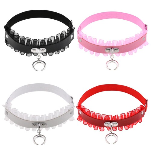 Punk bride hollow moon crescent pendant garter clip trendy lace sexy lace PU thigh ring garter belt