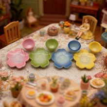 星巴克花朵托盘彩色小杯子仿真陶瓷杯diy娃娃屋造景摆件装饰批发