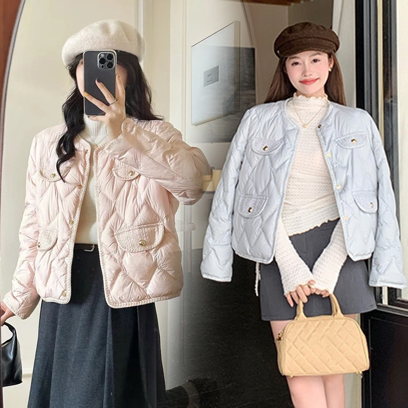 2025 pequeña fragancia ligera y cálida ropa de algodón de mujer francesa elegante con solapa de moda de invierno de pluma de algodón abrigo image 2