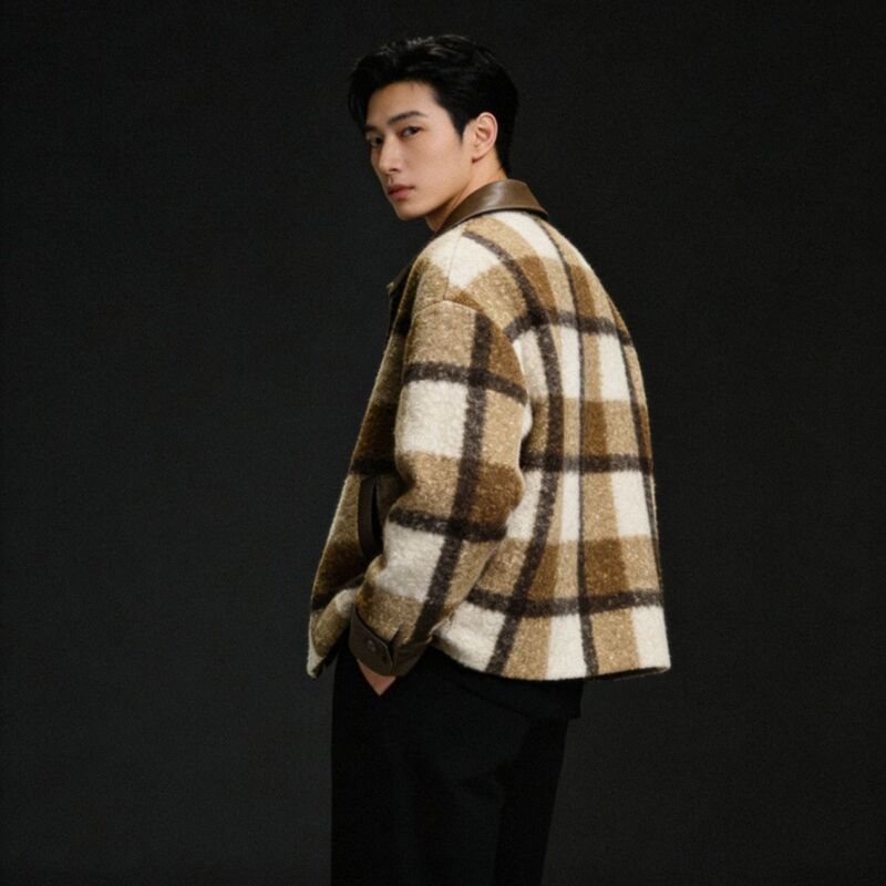 Retro Fashion Design Thickened Autumn and Winter Jacket 2025 New Trendy Brand Loose Fit Plaid Casual Trendy Top Retro Fashion Design Thickened Autumn and Winter Jacket 2025 New Trendy Brand Loose Fit Plaid Casual Trendy Top