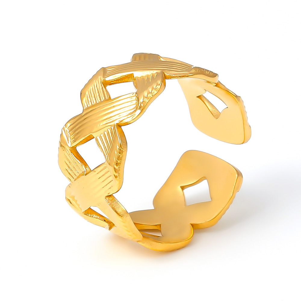 French Opening Adjustable Winding Texture Ring Titanium Steel Personality Ins Cool Style Simple Ring For Women_voghion.com