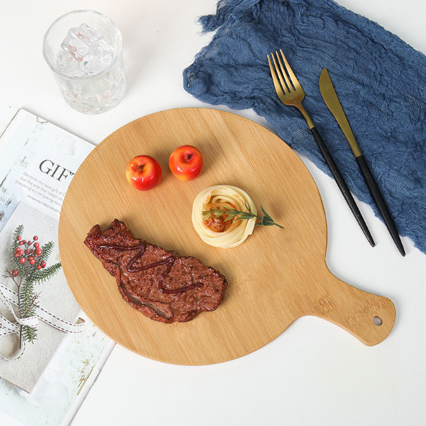 Pizza de bambú bandeja de madera Placa de pizza bandeja de sushi pizza bandeja de hornear bandeja de madera Placa de pizza Placa de carne