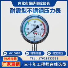 Y100不锈钢耐震压力表水压油压气压真空表YN100BF抗震0-1.6MPA