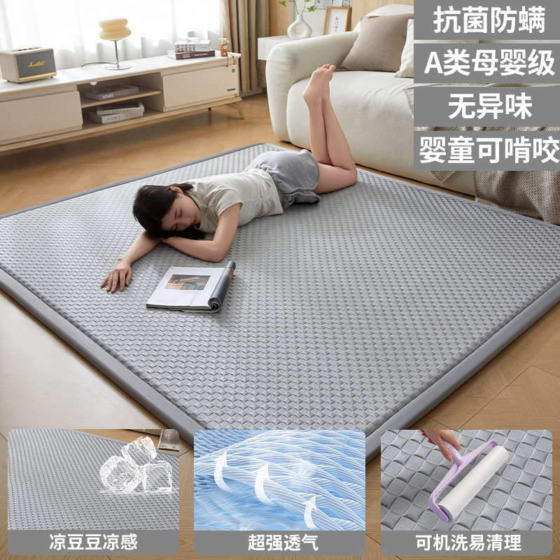 2025 nueva estera de verano, alfombra de piso para dormir, colchón de tatami de artefacto de piso, almohadilla para el almuerzo, tapete de frijoles de hielo, tapete suave