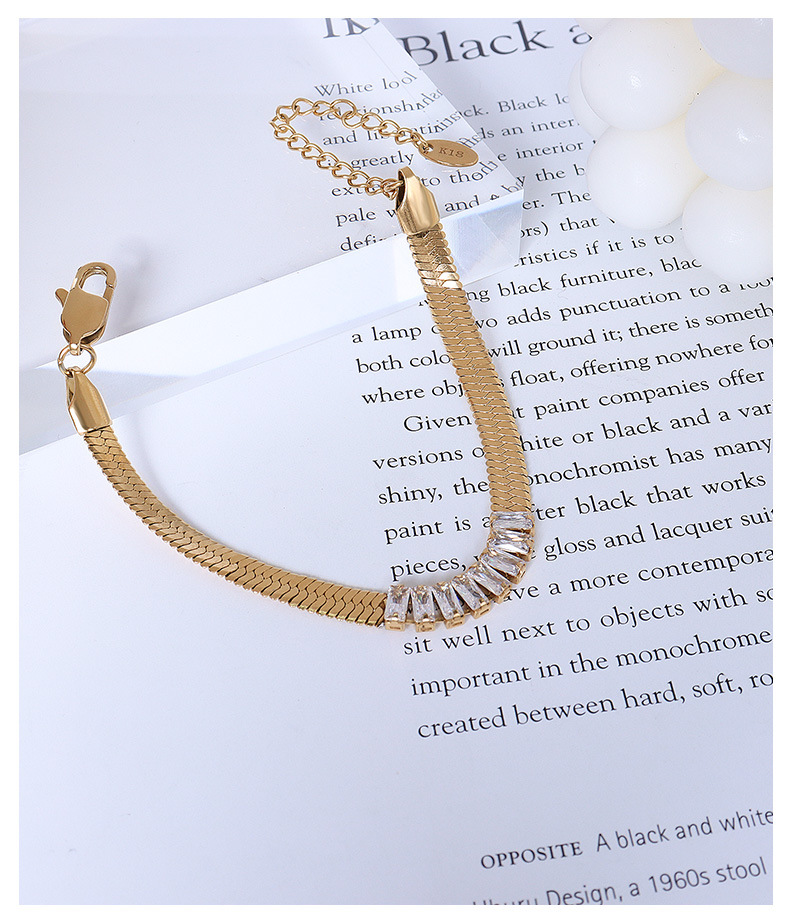 Fashion Solid Color Titanium Steel Inlay Zircon Bracelets Necklace