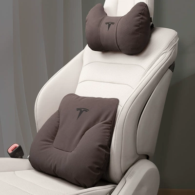 Car Seat Cushion, Car Supplies: Headrest - horn-model-mocha-brown-tesla-headrest-lumbar-support-one-each