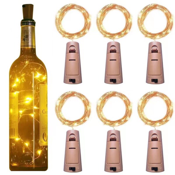 LED copper light string bottle plug light net red wine bottle lamp…