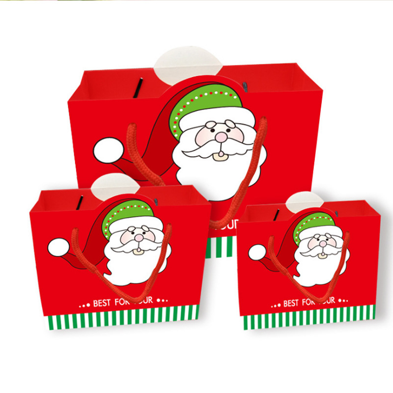 Bolso clásico del regalo de la Navidad bolso alto-mirando la bolsa de papel del bolso del regalo de Papá Noel en la acción al por mayor