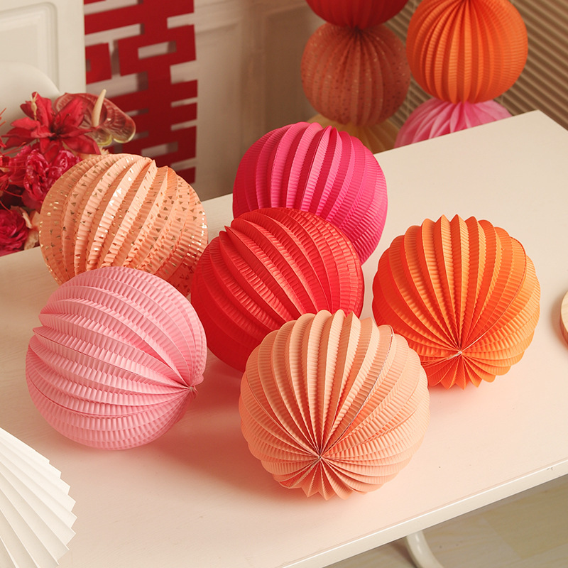 Diseño de la casa de boda bola de panal de papel bola pilares sandía linterna de papel colgar decoración de la casa de fotos decoración de la boda