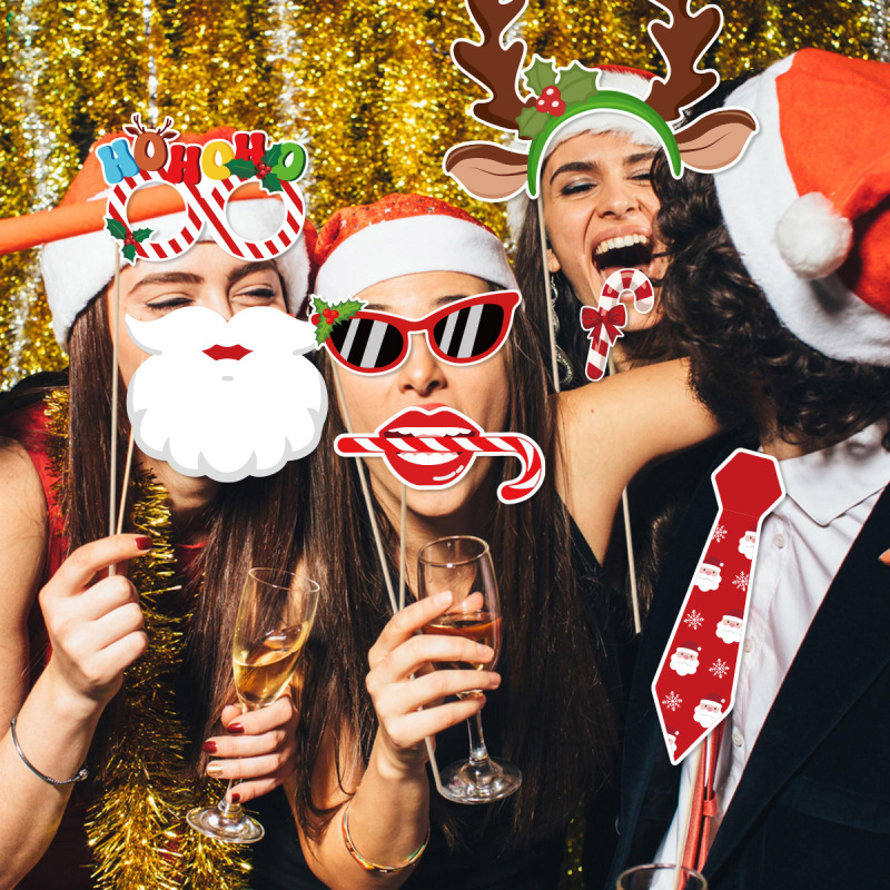 Amazonクリスマスデコレーション子供大人おかしな写真撮影道具クリスマス帽子メガネパーティーコスチューム用品|undefined