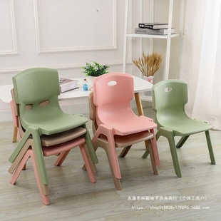 Plastic Small Stool with Backrest, Household Low Stool, Small Nordic Kindergarten Solid Plastic Stool for Children, Thickened