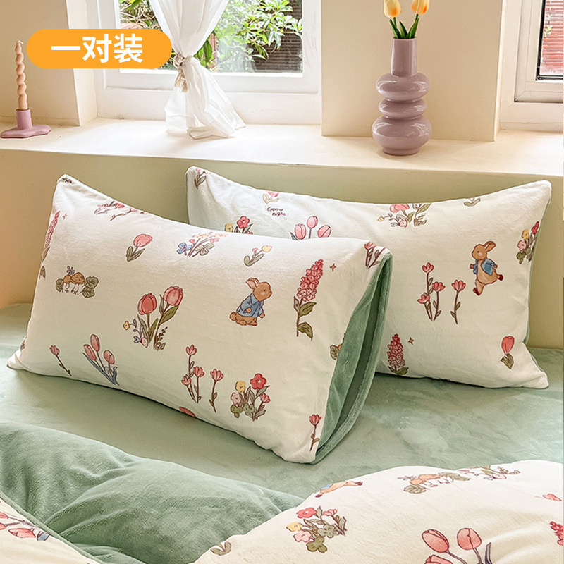 Funda de almohada de terciopelo de leche de invierno, un par de fundas de almohada de terciopelo de coral grueso, una sola funda de revestimiento de núcleo de almohada para niños 48x74 2