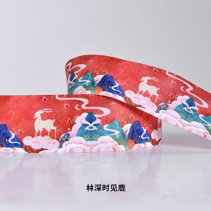 Cintas personalizadas tecnología de transferencia térmica un rollo de logotipo personalizado impresión de flores pastel de estilo nacional personalizado cinta