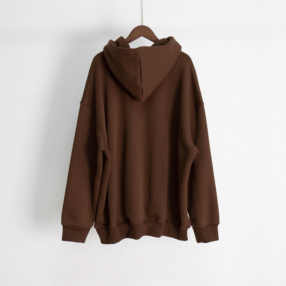 Áo hoodie nỉ lông dáng rộng có mũ và túi, tay dài, dáng unisex — Màu cà phê, Màu hồng, Màu xám, Màu đen chi tiết 15
