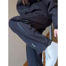 韩版户外工装裤潮流宽松休闲裤加绒纯色束脚运动裤男款百搭休闲风