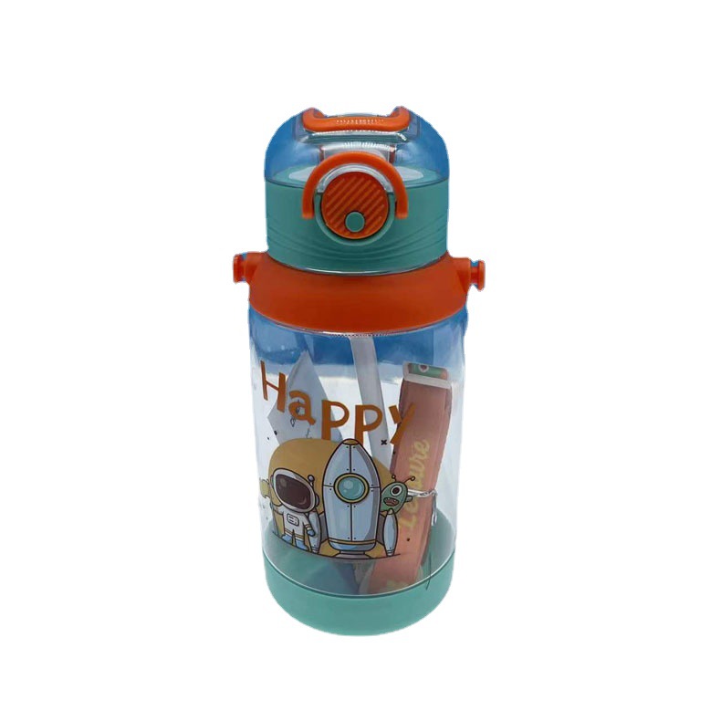 Tianyi nuevo estilo de paja taza de dibujos animados para niños taza de plástico portátil de gran capacidad al aire libre taza de agua correa portátil taza de agua