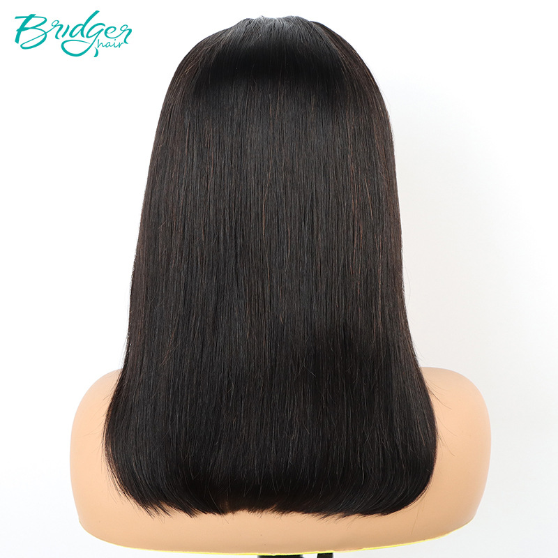 13*4 nähte doppel ziehen BOB kopfbedeckung natürliche farbe echthaar humanhair perücken_voghion.com